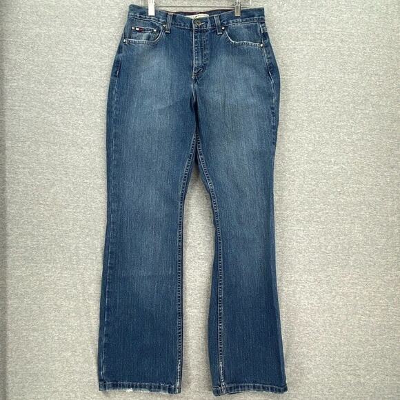 Tommy Hilfiger Jeans Womens 6R Blue Denim Classic Boot Mid Rise Western Casual - Picture 1 of 11